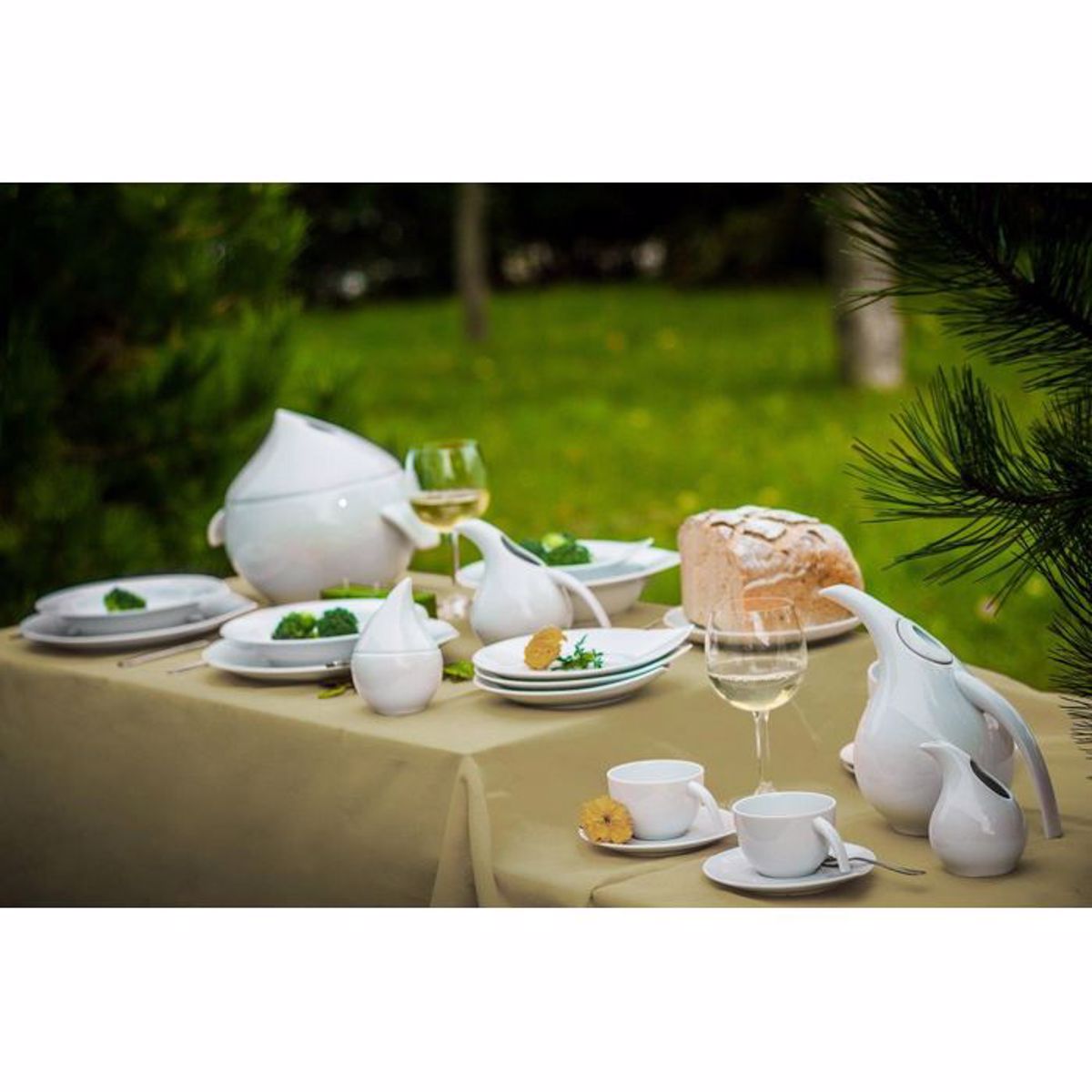 Cryspo Trio Flitzani/Piataki Tsagou 220cc Lefki Porselani 'DROP WHITE' 3800016